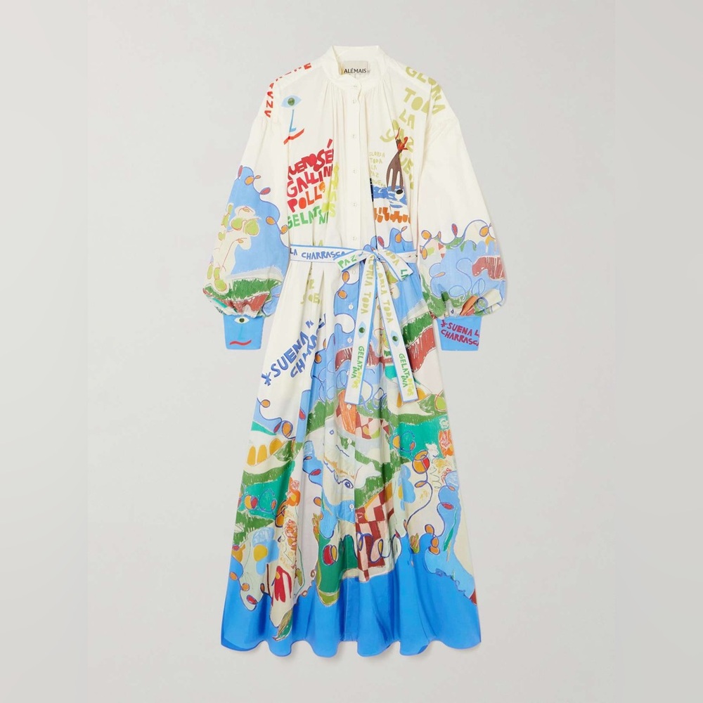 COPY - ALÉMAIS + Nadia Hernández belted printed organic cotton shirt dress